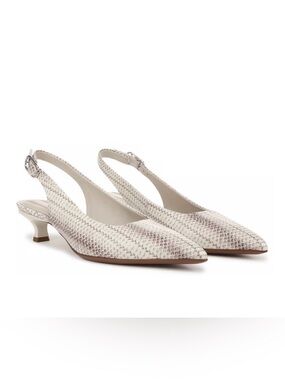 Franco Sarto Marlow Ivory Snake-Print Slingback Kitten Heels